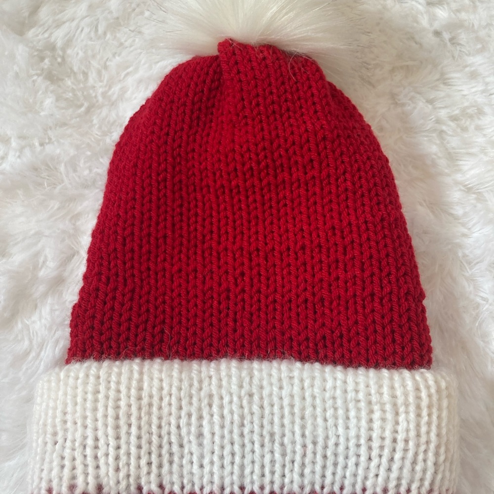 Santa hat. Reversible ski hat stocking hat. Handmade made knitted. Christmas